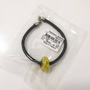 Pandora Leather bracelet yellow charm retired NWT